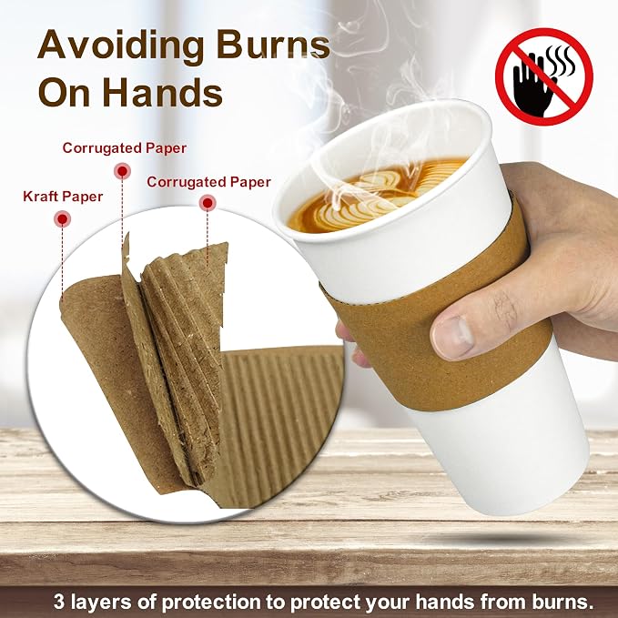 Ginkgo 100 Pack 20 oz Disposable Coffee Cups - Image 2
