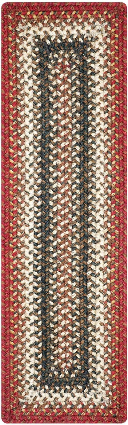 Homespice Chester Jute Braided Stair Treads for Wooden Steps, Country Cabin Decor, Set of 13, Red 8x28 Rectangle Rug for Stairs - Easy to Clean, Tightly Stitched and Durable
