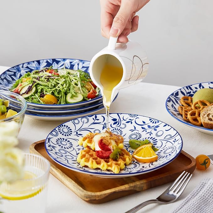 vancasso 8.25" Blue Salad Plates Set of 6, Porcelain Dessert | Microwave - Image 5