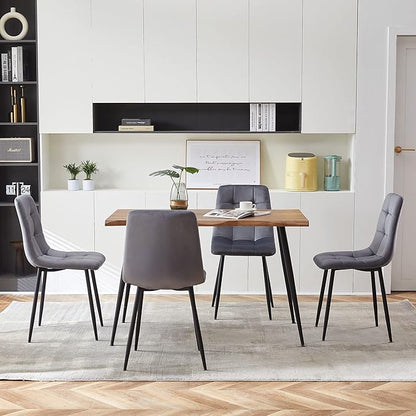 Rectangular Dining Table Set with Upholstered Chairs - Modern Kitchen Table and Chairs Set of 4 for Small Spaces - Grey