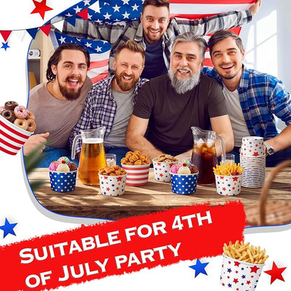 CHENGU 60 Pcs 4th of July Snack Cups 9 oz Patriotic Ice Cream Paper Bowls - Image 5