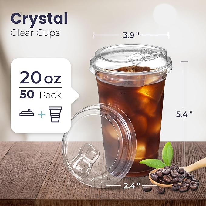 Fit Meal Prep 50 Pack 20 oz Clear Plastic Cups - Image 2