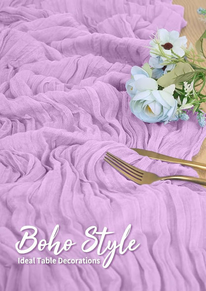 Pesonlook Cheesecloth Table Runner Light Purple, 10 Pack 17.7x108 inch - Image 5