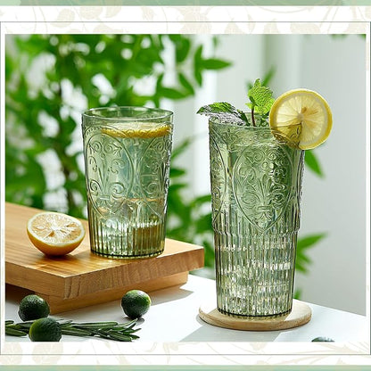 Wiwiqing 20oz Vintage Plastic Drinking Glasses Set of 24, Dark Green Large - Image 4