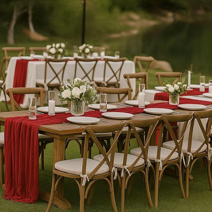 3 Pack 10FT Red Cheesecloth Table Runner 120 Inch Rustic Boho Gauze Cheese - Image 4