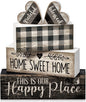 Moucuny 4 Pcs Farmhouse Decor Black and White Farmhouse Tiered Tray Decorations by Moucuny