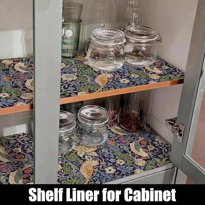 Bird Floral Shelf Liner for Cabinet Non Adhesive 12IN x 10FT | Shelf Liner for - Image 4