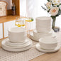 AmorArc Ceramic Dinnerware Sets, Wavy Rim Stoneware Plates and Bowls Sets,Dishwasher & Microwave & Oven Safe Dishes set, Service for 6 (18pc)-Matte Speckled White