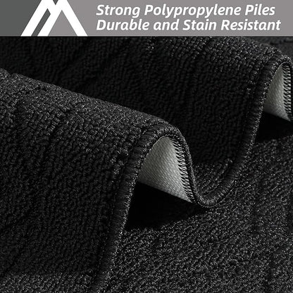 COSY HOMEER 48x20 Inch/30X20 Inch Kitchen Rug Mats Made of 100% Polypropylene 2 Pieces Soft Kitchen Mat Specialized in Anti Slippery and Machine Washable,Black