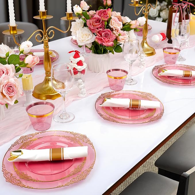 Bestluck 175PCS Burgundy Disposable Dinnerware - Image 7