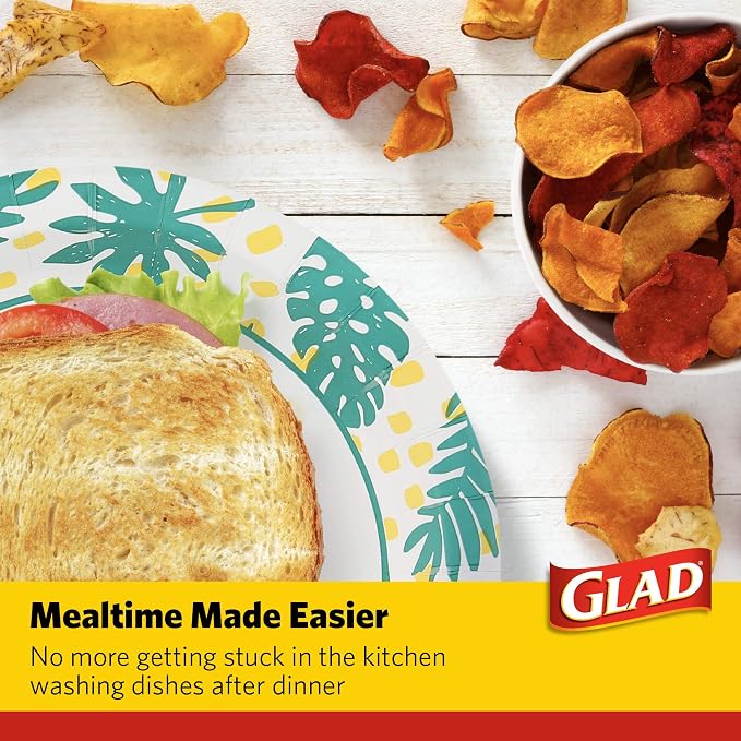 Glad Round Disposable Paper Bowls, Palm Leaves, 16 Oz, soak-proof and - Image 5