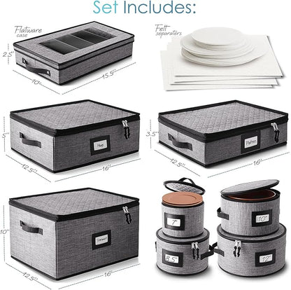 Fine China Storage Containers, 8 Piece Quilted Dish Storage Containers - Image 2