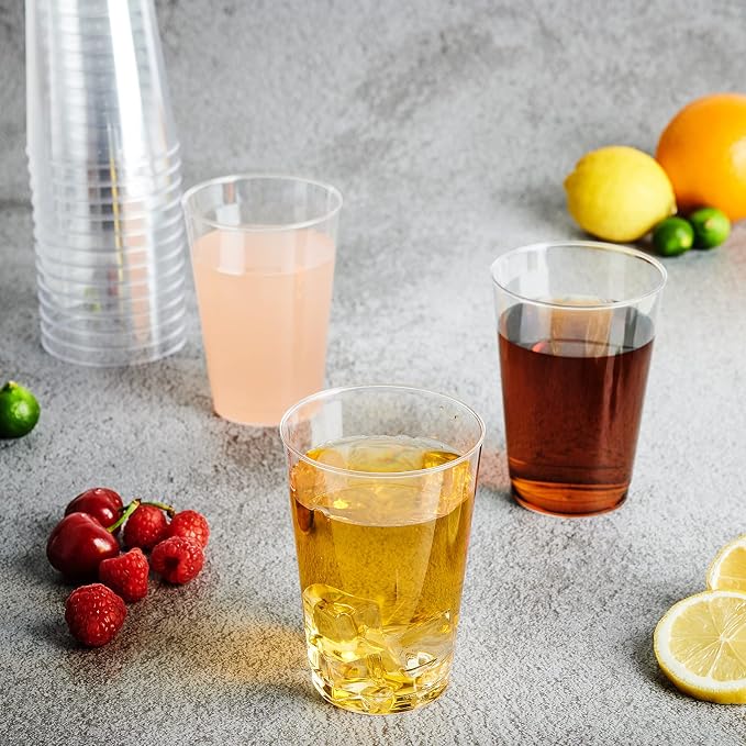 FOCUSLINE 100 Count 12 oz Clear Plastic Cups | Disposable Heavy Duty Hard - Image 5