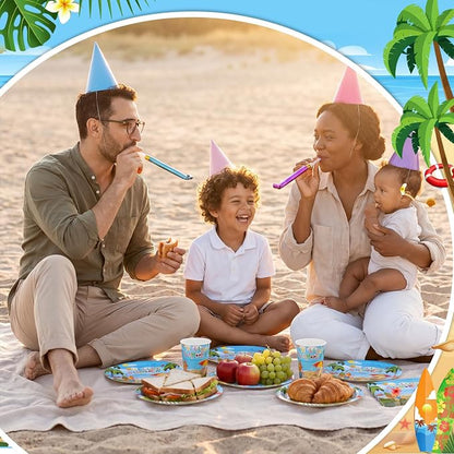 Pickmesh 250 Pcs Hello Summer Plates Napkins and Cups Beach Party Decorations - Image 7