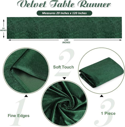 Velvet Table Runner Emerald Green 29x120 Inches Table Runners Soft Velvet - Image 2