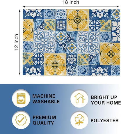 Moroccan Blue Ceramic Tile Placemats Set of 4 | Vintage Italian Amalfi Coast - Image 2