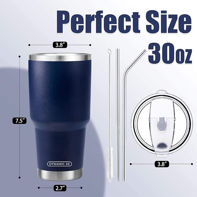 D·S 30 oz Navy Tumbler Double Wall Vacuum Insulated Travel Coffee Mug | Double - Image 2