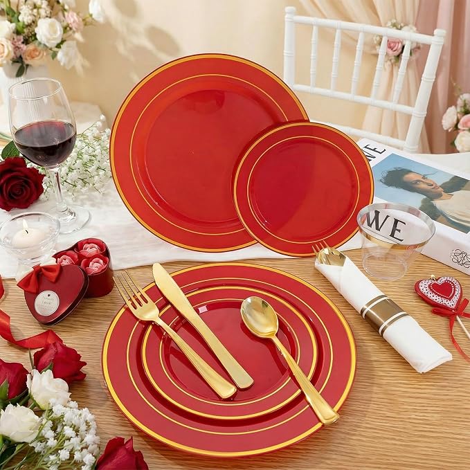 175 Pieces Red Plastic Plates - Image 9