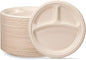 GUSTO [9 Inch - 125 Count Heavy-Duty 100% Compostable, 3 Compartment Eco-Friendly, Kraft Disposable Sugarcane Paper Plates - Brown Unbleached (Formerly Comfy Package)