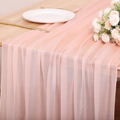 10FT Peach Pink Chiffon Table Runner 30x120 Inches Boho Rustic Sheer Fabric - Image 7