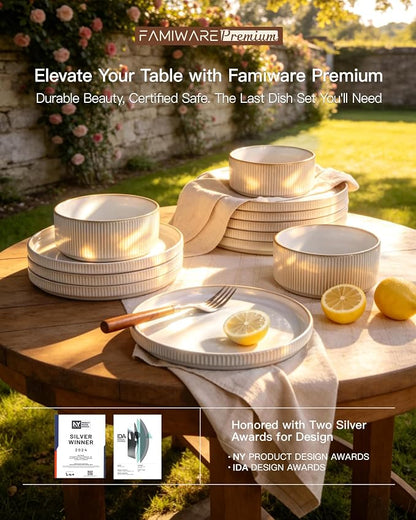 Ceramic Dinnerware Set for 4, 8-Piece Flat Dinner Plates and Salad Plates | - Image 8