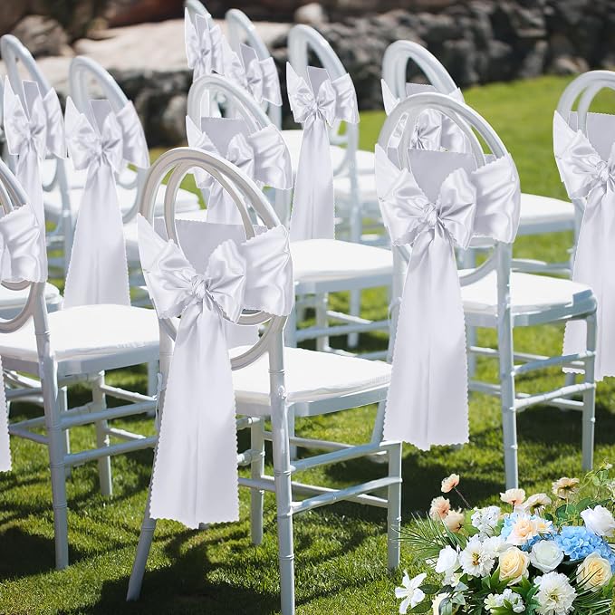 VACVELT White Satin Table Runners, 12x72 Inch, 2 Pack, Scalloped Edge | Silky - Image 9