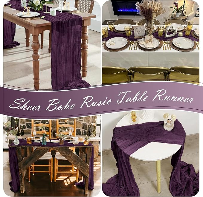15 Pack Dark Purple Cheesecloth Table Runner 17 x 108 inch Cheese Cloth Table - Image 7
