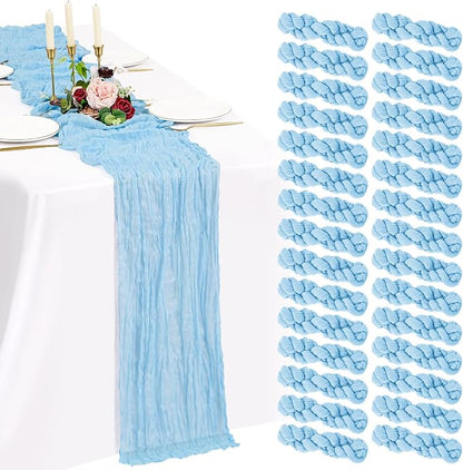 30 Pack Cheesecloth Table Runner 10FT Baby Blue Table Runner Light Blue Boho by Showgeous