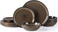 AmorArc Ceramic Dinnerware Sets,Handmade Reactive Glaze Stoneware Plates and Bowls Sets,Highly Chip and Crack Resistant | Dishwasher & Microwave Safe Dishes Set,Service for 4 (12pc)
