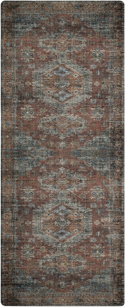 Color&Geometry Kitchen Floor Mats Anti Fatigue, Cushioned Boho Rugs,Waterproof Non Slip Kitchen Runner for Sink, Standing Mats for Office,24"x87",Dark Red
