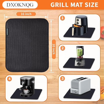 Heat Resistant Appliance Mat, Black, Non-Slip Kitchen Counter Protector, Large Size for Coffee Maker, Blender, Air Fryer (2, 16 * 20)