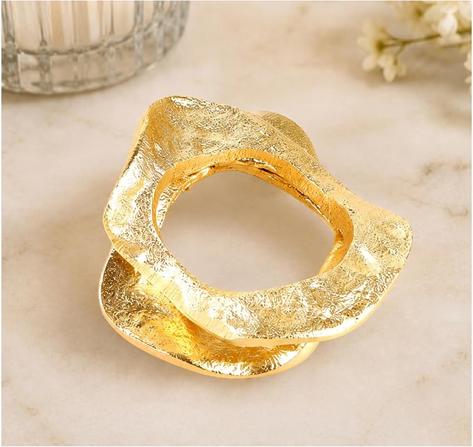 Modern Aluminum Napkin Rings Set of 6, Lightweight Metal Table Decor, by ALPHALivingHOME