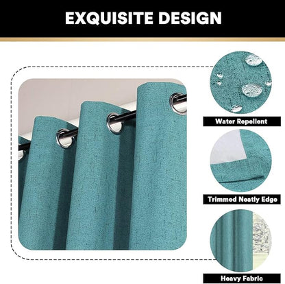 PrinceDeco 100% Blackout Linen Curtains for Bedroom Faux Linen Fabric Extra Long Curtain 96 Inches Long Room Darkening Sun Blocking Curtains with White Liner Backing,52 X 96In, Teal