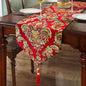 Luxury Table Runner Red 84" Vintage Embroidered Jacquard Chenille Cloths | by HeMiaor