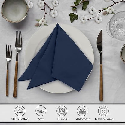 Ruvanti Cloth Napkins Set of 6, 18x18 Inches, 100% Cotton, Washable, Soft & Absorbent, Perfect for Wedding, Christmas, ‎Thanksgiving Dinners - Pageant Blue