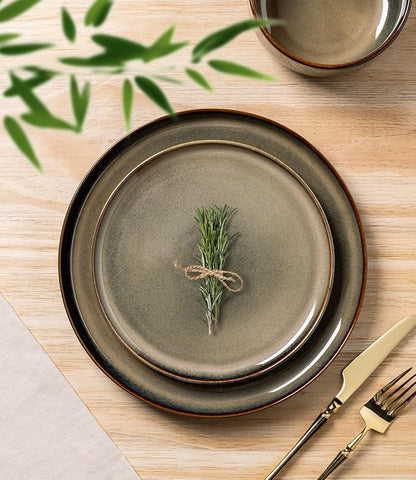 Ceramic Dinnerware Set for 8, 24-Piece Plates and Bowls Set | Handmade Reactive - Image 2