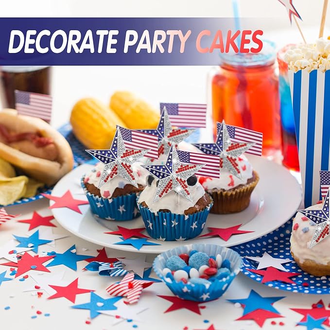 Geiserailie 6 Pieces Patriotic Napkin Rings 4th of July Star Napkin Ring Holder - Image 6