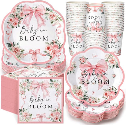 250 Pcs Baby in Bloom Baby Shower Plates Napkins by Newtay