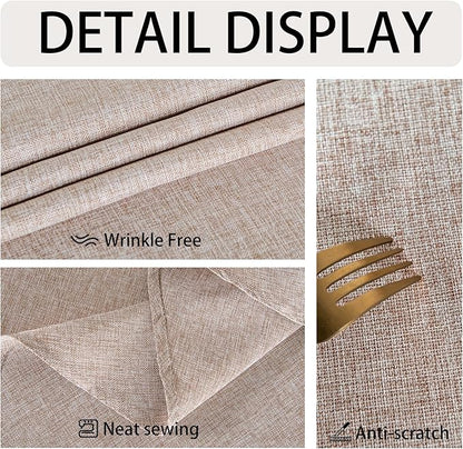 JIUZHEN 2 Pack Faux Linen Farmhouse Tablecloth Rectangular, Wrinkle Stain Resistant Table Cloth Rectangle Table Cover for Kitchen Dining, Stone, 52 x 70 Inch