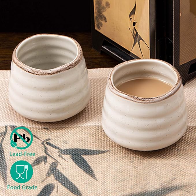 4pcs Japanese Tea Cup Set – Mini Size Cup 5OZ Ceramic Matcha Cup, Handless - Image 7