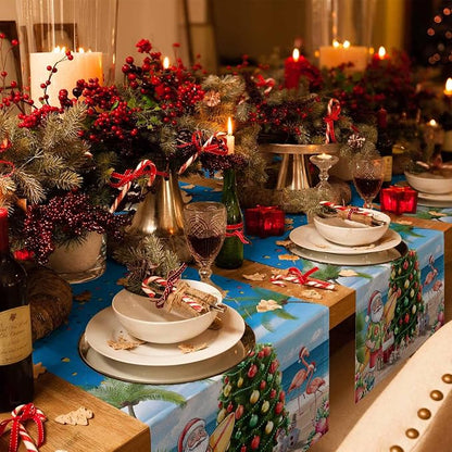 Coastal Christmas Table Runner 36 Inches Long, Xmas Tree Santa Beach Table - Image 6