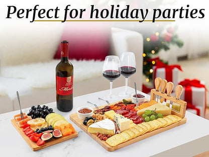 Zulay Charcuterie Board Set Large - Great White Elephant Gift, Housewarming Gift for New Home, Bamboo Cheese Board - Charcuterie with Accessories, Wine and Cheese