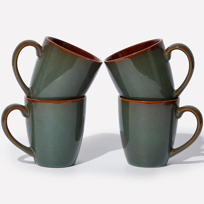 Pokini Coffee Mug 14 oz, Ceramic Coffee Mugs Set of 4, Reactive Glaze Mug by Pokini