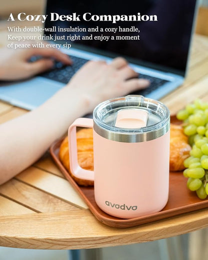 12oz Insulated Coffee Mug with Lid – Includes Two Lids, Stainless Steel Coffee - Image 5