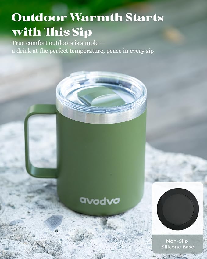 12oz Insulated Coffee Mug with Lid – Includes Two Lids, Stainless Steel Coffee - Image 6