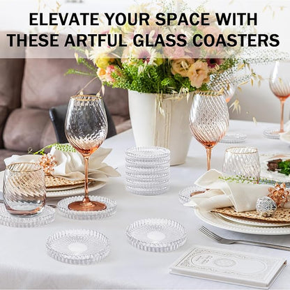 Modern Clear Glass Coasters Set of 6, Cute Coasters Table Mats - Image 3