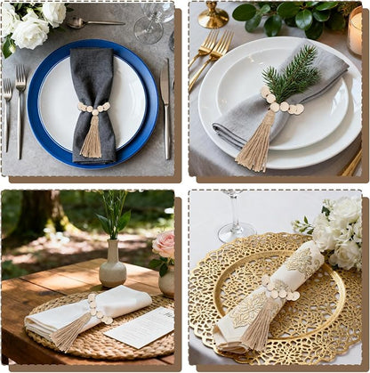 24 Pcs Wood Bead Napkin Rings - Image 7