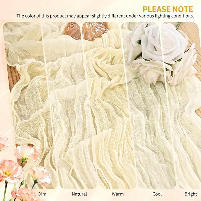18 Pack Cheesecloth Table Runner 10FT Beige Table Runner Boho Gauze Cheese - Image 7
