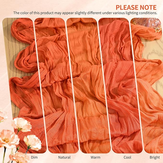 18 Pack Cheesecloth Table Runner 10FT Orange Table Runner Boho Gauze Cheese - Image 7