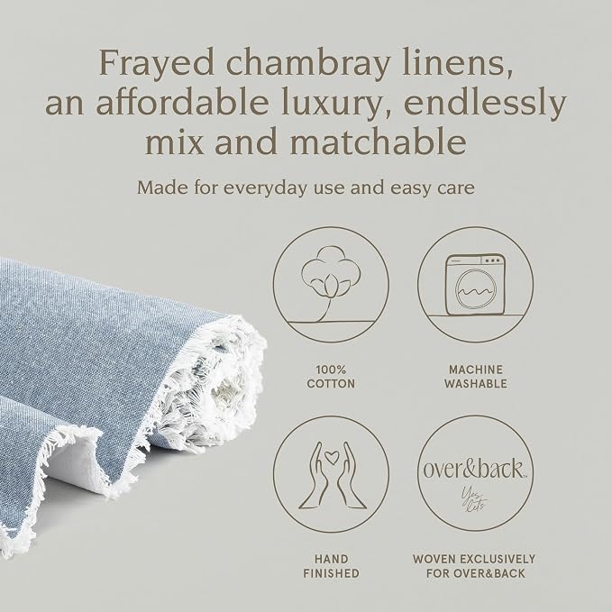 Over&Back 18x90 Woven Frayed Chambray Cotton Table Runner - Image 2